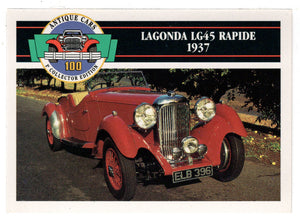 Lagonda LG45 Rapide - 1937 (Trading Card) Antique Cars - 1st Collector Edition - 1992 Panini # 74 - Mint
