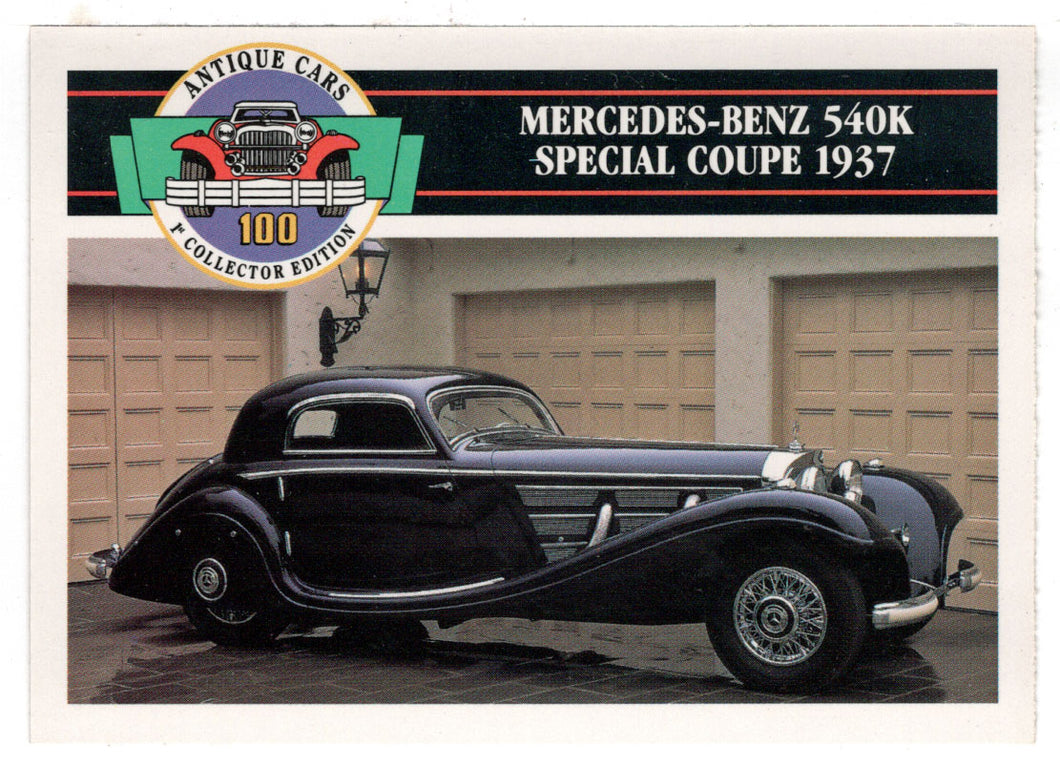 Mercedes-Benz 540K Special Coupe - 1937 (Trading Card) Antique Cars - 1st Collector Edition - 1992 Panini # 77 - Mint