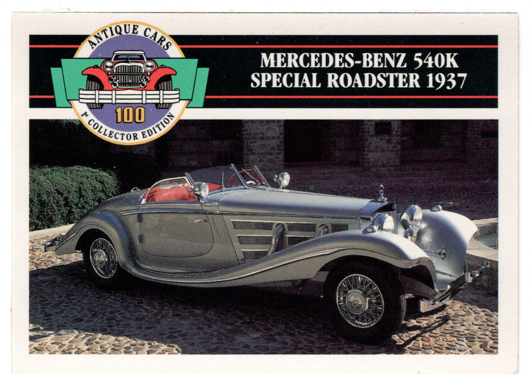 Mercedes-Benz 540K Special Roadster - 1937 (Trading Card) Antique Cars - 1st Collector Edition - 1992 Panini # 78 - Mint