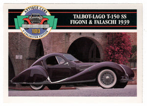 Talbot-Lago T150 SS Figoni & Falaschi - 1939 (Trading Card) Antique Cars - 1st Collector Edition - 1992 Panini # 90 - Mint