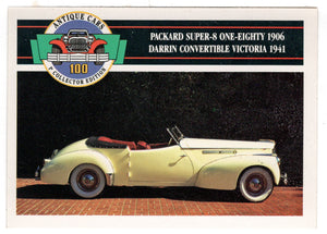 Packard Super-8 One-Eighty 1906 Darrin Convertible Victoria - 1941 (Trading Card) Antique Cars - 1st Collector Edition - 1992 Panini # 93 - Mint