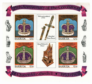 Barbuda #  347 - 25th Anniversary of the Coronation of Queen Elizabeth II Postage Stamp Souvenir Sheet M/NH