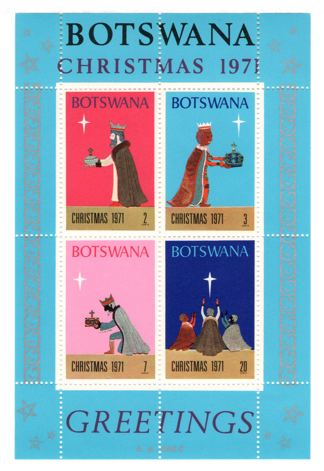 Botswana #   83a - Christmas Greetings 1971 Postage Stamp Souvenir Sheet M/NH