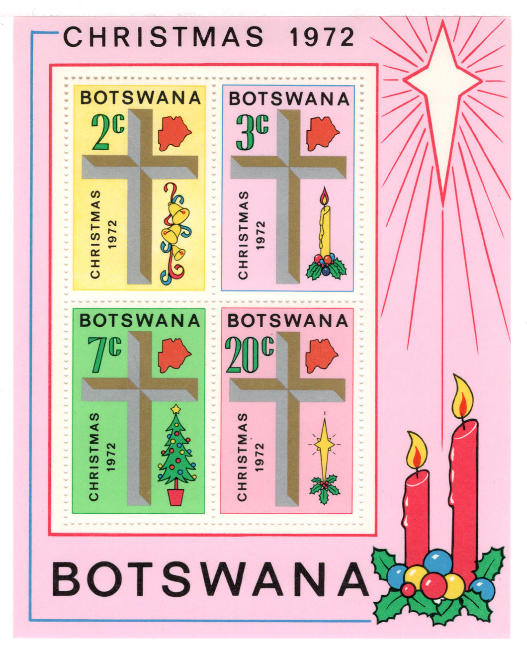 Botswana #   95a - Christmas Greetings 1972 Postage Stamp Souvenir Sheet M/NH