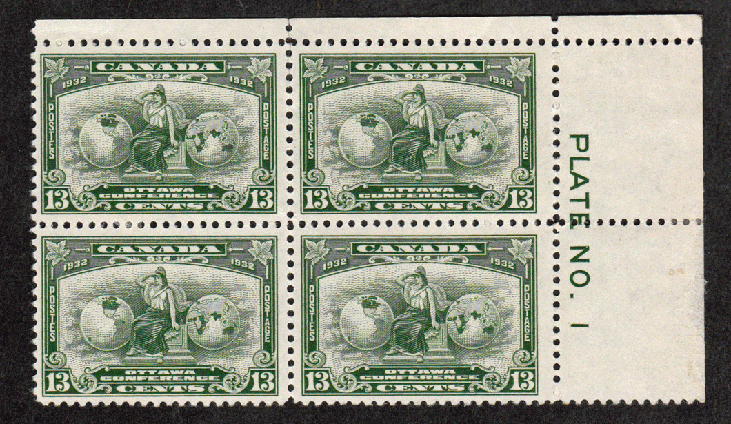 Canada #  194 - Imperial Economic Conference - Britannia - Plate Block - Upper Right