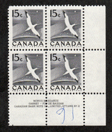 Canada #  343 - Wildlife - Gannet - Plate Block - Lower Right - Series # 2