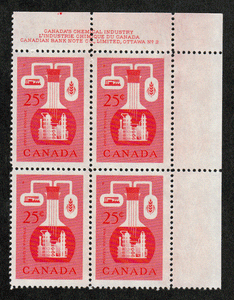 Canada #  363 - Industry - Chemical - Plate Block - Upper Right - Series # 2