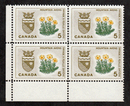 Canada #  429 - Provincial Flowers and Coat of Arms - Northwest Territories - Plate Block - Lower Left