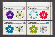 Canada #  511 B - Expo 1970 - Plate Block - Upper Right - Series Gutter Block
