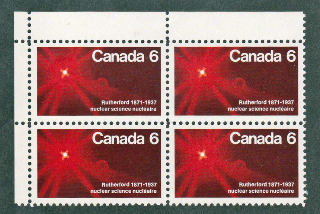 Canada #  534 - Ernest Rutherford - Atom Splitting - Plate Block - Upper Left