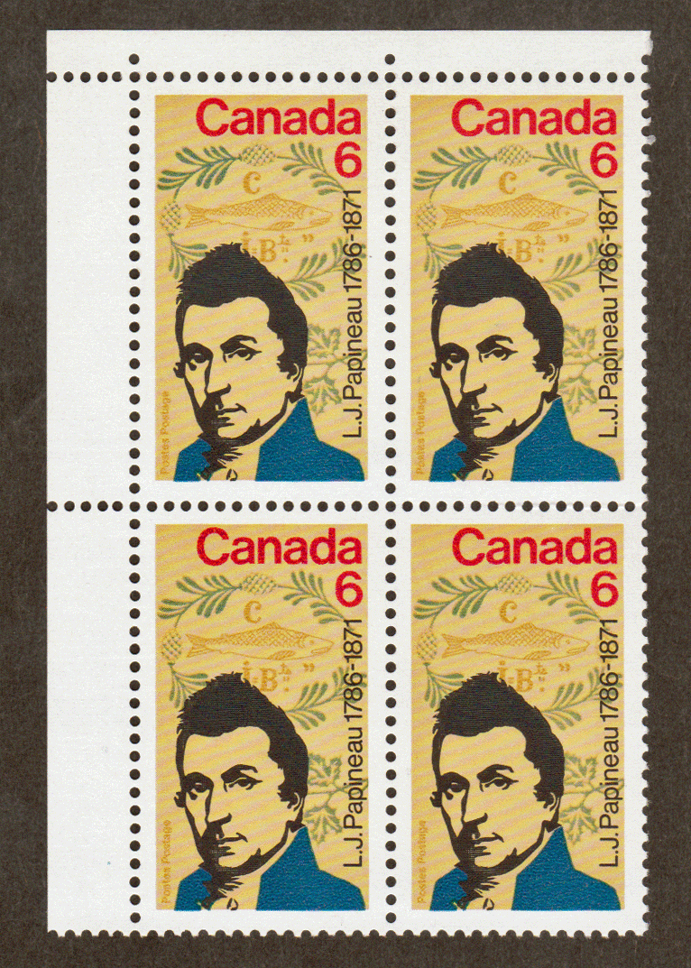 Canada #  539 - Louis Joseph Papineau - Plate Block - Upper Left