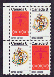 Canada #  565A - Plains Indians - Se-Tenant Plate Block - Upper Left