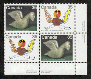 Canada #  869 - Inuit Spirits - Se-Tenant Plate Block - Lower Right