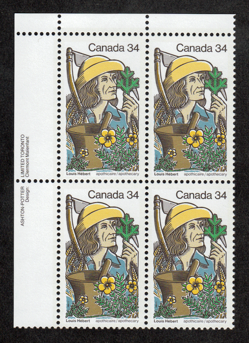 Canada # 1060 - Louis Hebert - Plate Block - Upper Left