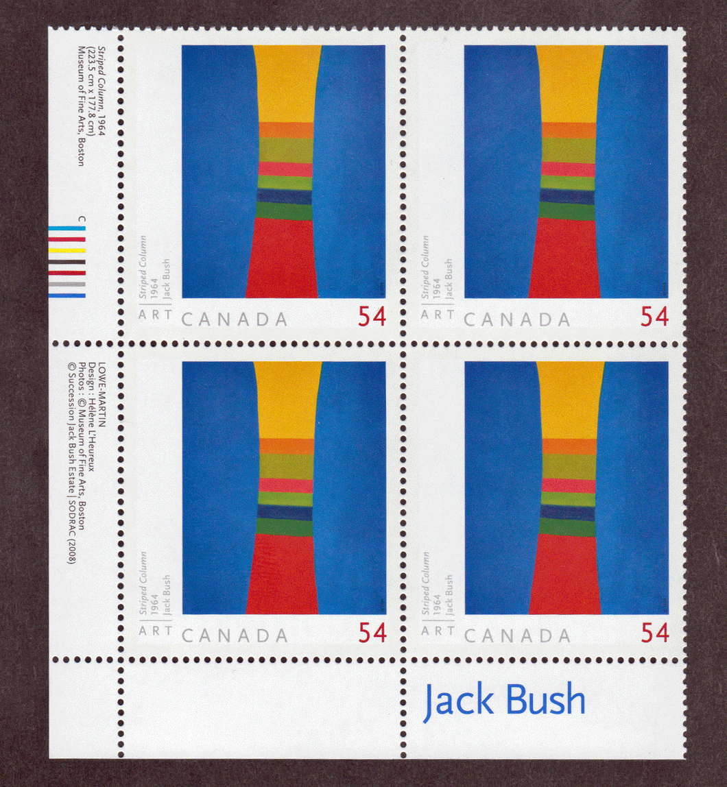 Canada # 2321 - Jack Bush - Art Canada - Plate Block - Lower Left