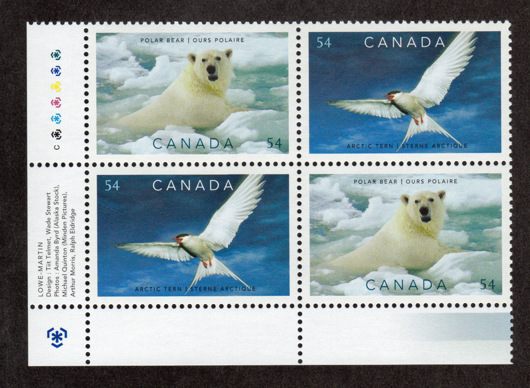 Canada # 2327A - Preserving the Poles - Polar Bear - Arctic Tern - Se-Tenant Plate Block - Lower Left