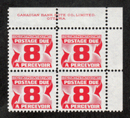 Canada # J34 - Centennial Postage Due - Postage Due Plate Block - Upper Right