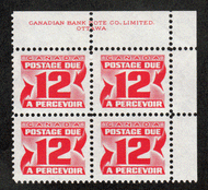 Canada # J36 - Centennial Postage Due - Postage Due Plate Block - Upper Right