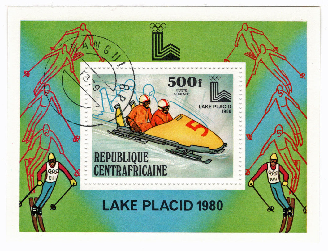 Central African Republic # C220 - 1980 Winter Olympics - Bob-Sledding Postage Stamp Souvenir Sheet Air Mail M/NH