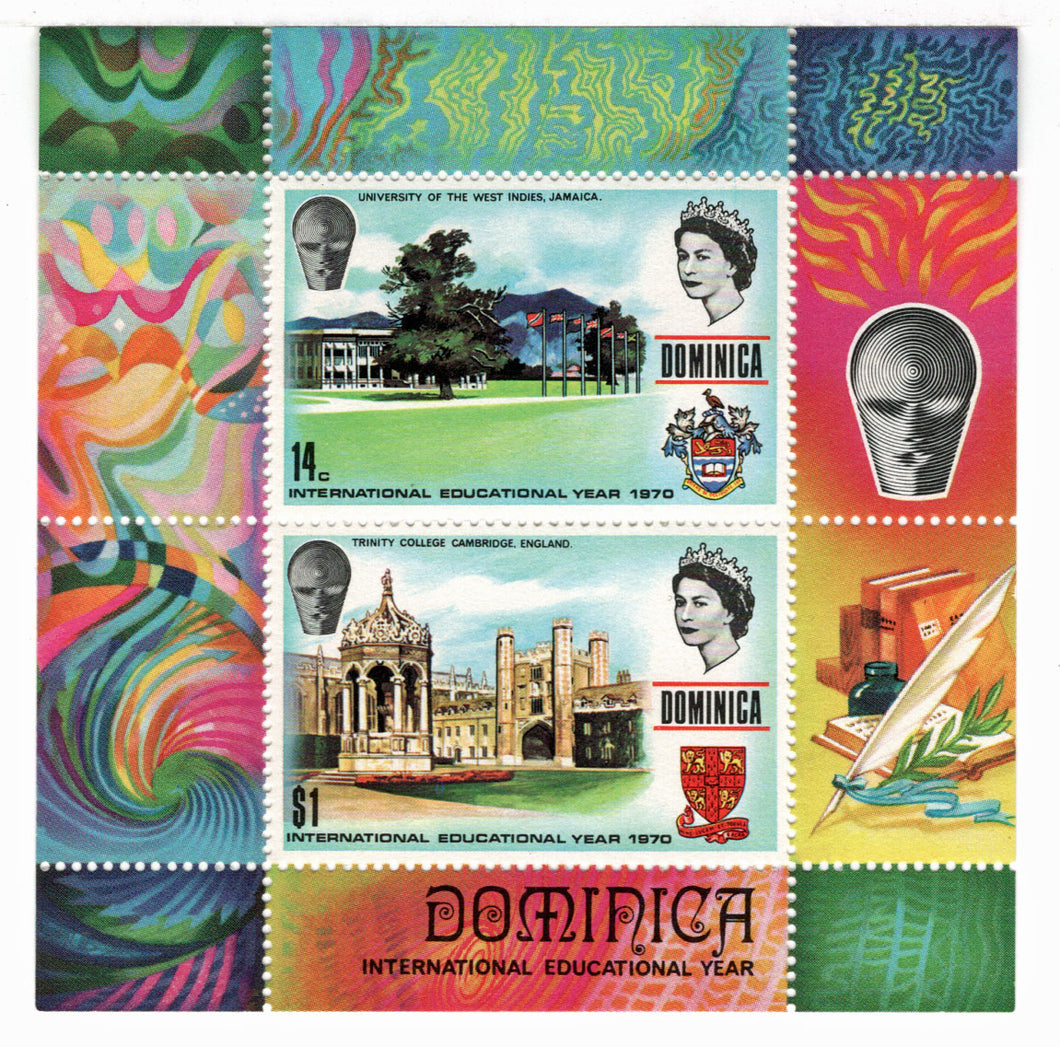 Dominica #  315a - International Education Year - 1970 Postage Stamp Souvenir Sheet M/NH