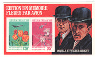 Gabon #  311a - Flowers and Planes - Orville and Wilbur Wright Postage Stamp Se-Tenant Souvenir Sheet M/NH