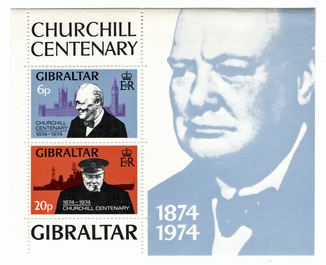 Gibraltar #  317a - Gibraltar - Sir Winston Churchill Centenary Postage Stamp Se-Tenant Souvenir Sheet M/NH