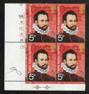 Great Britain #  665 - British Polar Explorers - Martin Frobisher - Plate Block - Lower Left