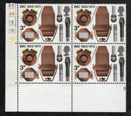 Great Britain #  676 - BBC Microphones - Plate Block - Lower Left