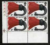 Great Britain #  677 - BBC Microphones - Plate Block - Lower Left