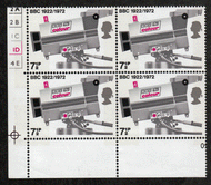 Great Britain #  678 - BBC Microphones - Plate Block - Lower Left