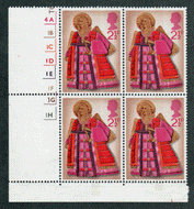 Great Britain #  680 - Christmas 1972 - Angel with Trumpet - Plate Block - Lower Left