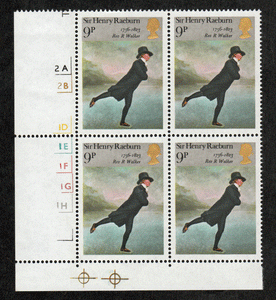 Great Britain #  700 - Paintings - Sir Henry Raeburn - Plate Block - Lower Left