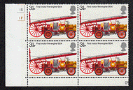 Great Britain #  716 - Fire Engines - First Motor Fire Engine - Plate Block - Lower Left