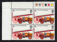 Great Britain #  716 - Fire Engines - First Motor Fire Engine - Plate Block - Upper Left