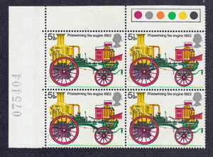 Great Britain #  717 - Fire Engines - Prizewinning Fire Engine - Plate Block - Upper Left