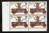 Great Britain #  719 - Fire Engines - 1766 Fire Engine - Plate Block - Lower Left