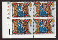 Great Britain #  734 - Christmas 1974 - Roof Bosses - St. Mary Church - Plate Block - Lower Left