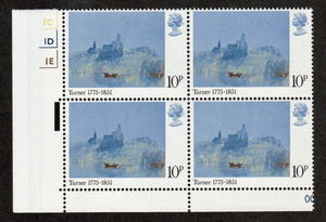 Great Britain #  739 - Paintings - View of St. Laurent by Turner - Plate Block - Lower Left