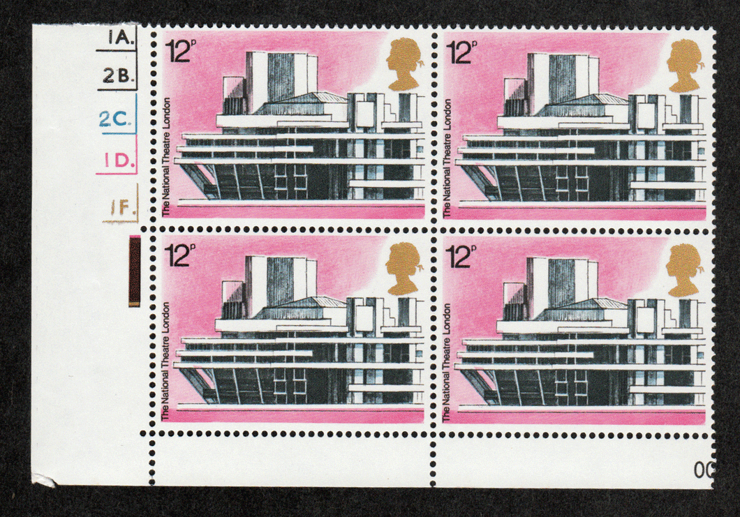 Great Britain #  744 - The National Theatre, London - Plate Block - Lower Left