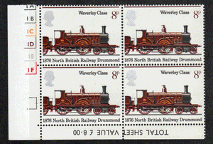 Great Britain #  750 - Locomotives - Weverley Class 1876 - Plate Block - Lower Left
