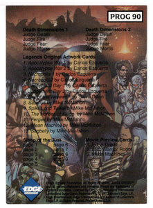 Checklist (Trading Card) Judge Dredd - The Epics - 1995 Edge Cards # 90 - Mint