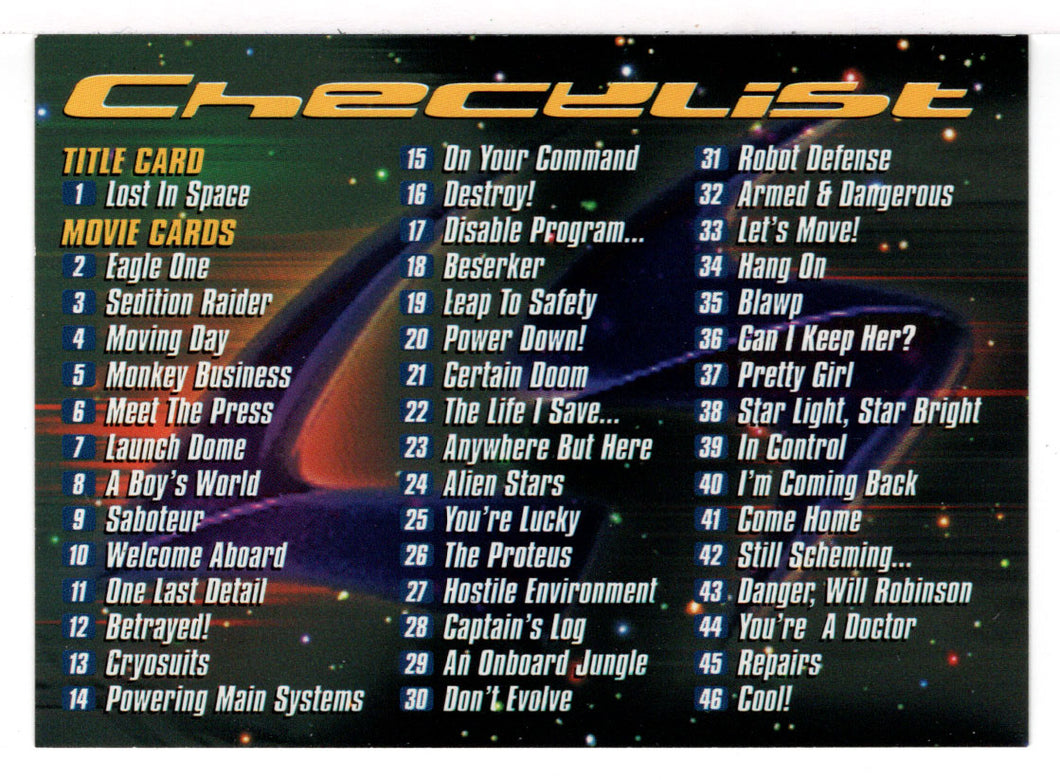 Checklist (Trading Card) Lost in Space - The Movie - 1998 Inkworks # 90 - Mint