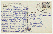 Load image into Gallery viewer, Hopewell Cape, New Brunswick, Canada - The Rocks at High Tide Vintage Original Postcard # 0002 - Post Marked August 25, 1970
