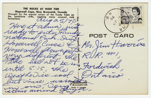 Hopewell Cape, New Brunswick, Canada - The Rocks at High Tide Vintage Original Postcard # 0002 - Post Marked August 25, 1970