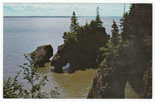 Load image into Gallery viewer, Hopewell Cape, New Brunswick, Canada - The Rocks at High Tide Vintage Original Postcard # 0002 - Post Marked August 25, 1970
