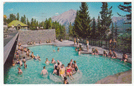 Canadian Rockies - Upper Hot Springs Pool, British Columbia, Canada Vintage Original Postcard # 0009 - Post Marked August 25, 1966