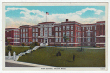 Load image into Gallery viewer, High School, Salem, Massachusetts, USA Vintage Original Postcard # 0032 - 1940&#39;s
