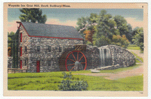 Load image into Gallery viewer, Wayside Inn Grist Mill, South Sudbury, Massachusetts, USA Vintage Original Postcard # 0034 - Post Marked September 4, 1951
