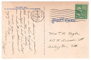 Wayside Inn Grist Mill, South Sudbury, Massachusetts, USA Vintage Original Postcard # 0034 - Post Marked September 4, 1951
