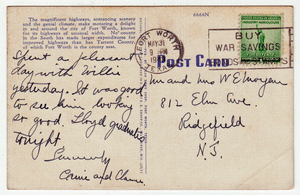 Jacksboro Highway, Fort Worth, Texas, USA Vintage Original Postcard # 0045 - Post Marked May 31, 1943